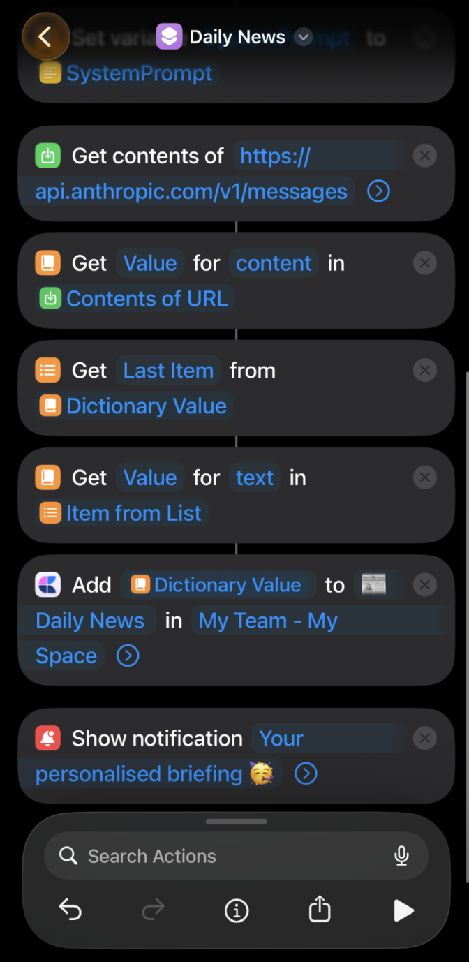 Apple Shortcuts screenshot